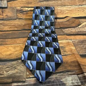 Sun River Men's 100% Silk Navy Blue Geometric Foulard Necktie Classic Tie